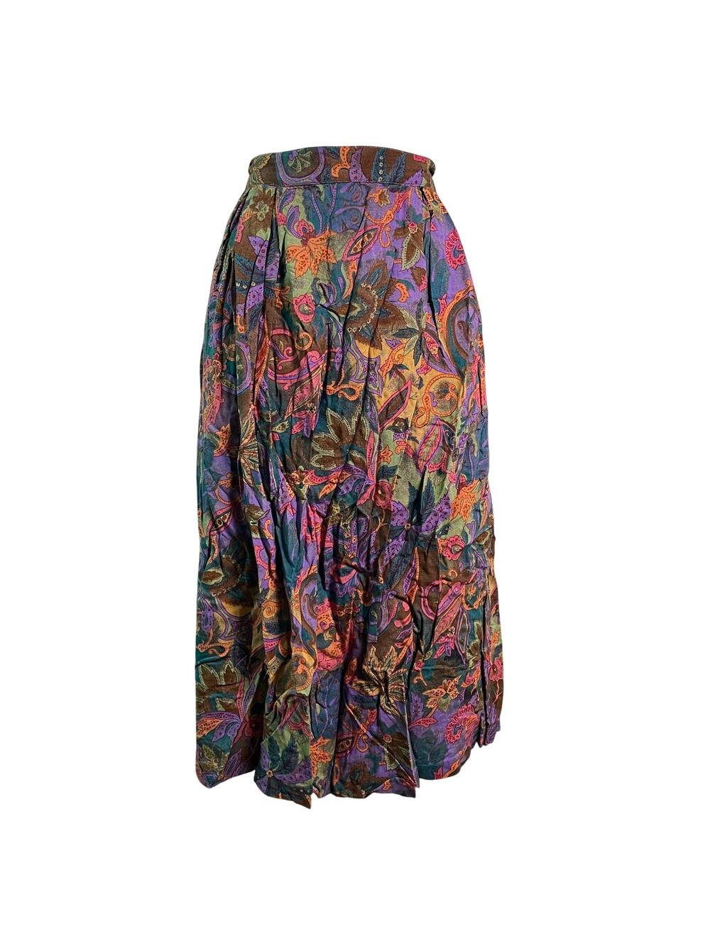 Vintage Koret Fairy Grunge Maxi Skirt 12 Green Floral Cottagecore Festival Boho